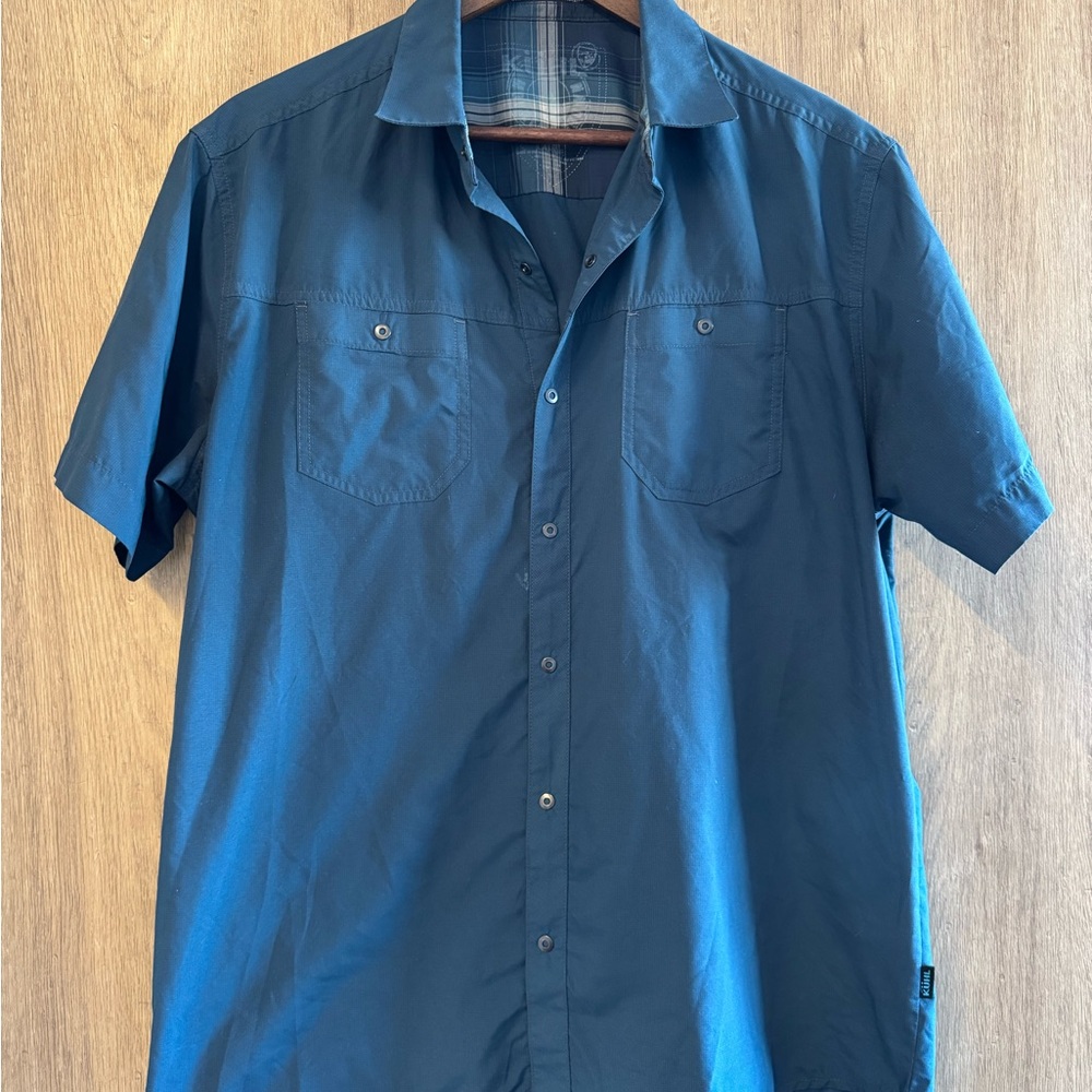 KÜHL Men's Short Sleeve Snap Button Utility Gorpcore Blue Shirt L